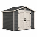 Abri de jardin 244 x 183 x 208 cm en résine anthracite et beige avec double porte de rangement extérieur