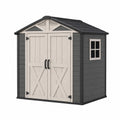 Abri de jardin 185 x 185 x 226 cm en résine gris anthracite et beige - rangement extérieur à double porte
