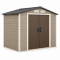 Abri de jardin 185 x 152 x 226 cm en résine beige et marron - double porte ventilé