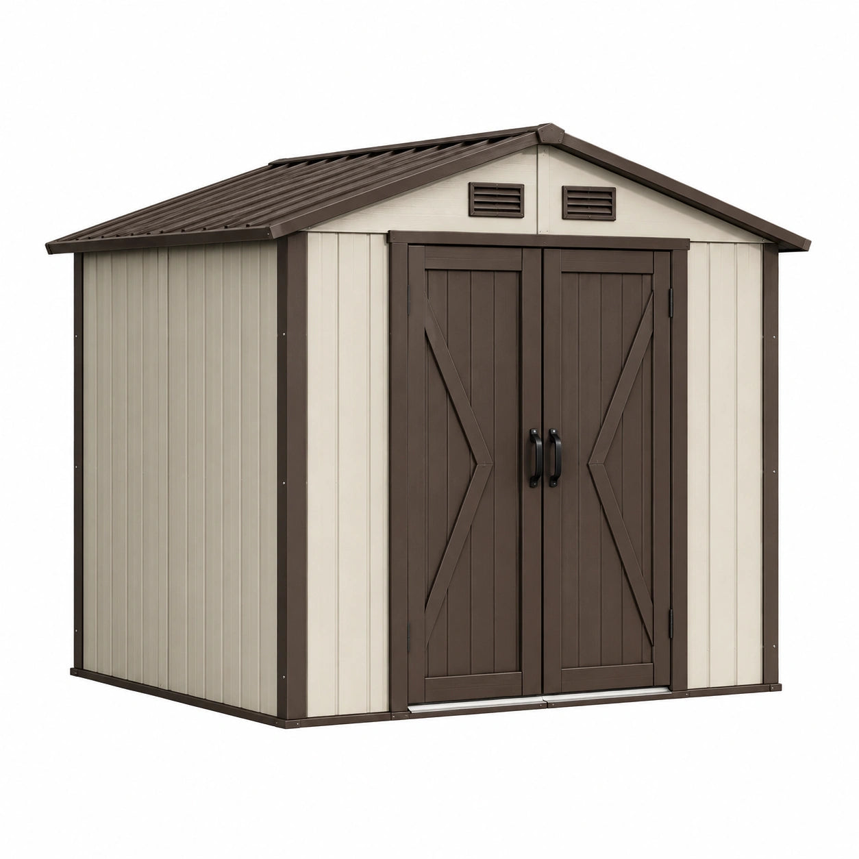 Abri de jardin 200 x 120 x 180 cm en résine beige et marron - rangement extérieur ventilé