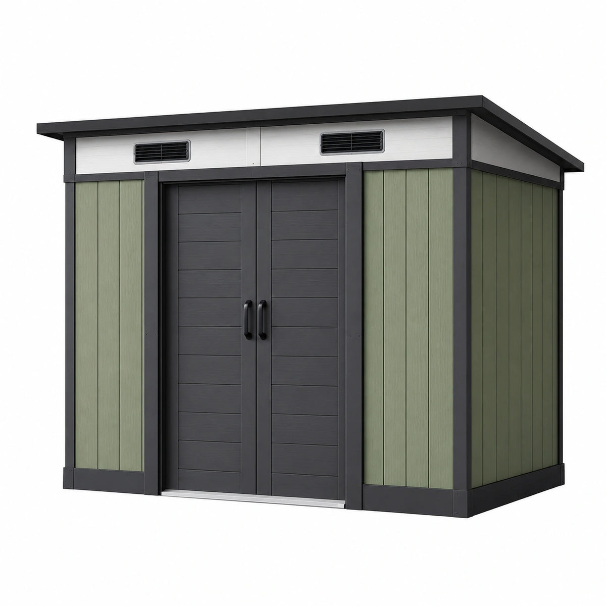 Abri de jardin 180 x 120 x 190 cm en acier vert anthracite ventilé