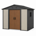 Abri de jardin 200 x 160 x 190 cm en métal beige noir et brun avec double porte contemporain