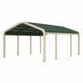 Abri voiture 610 x 300 x 270 cm en métal beige et vert foncé à toit cintré
