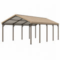 Abri voiture 600 x 300 x 270 cm en aluminium marron avec toit en polycarbonate résistant aux intempéries