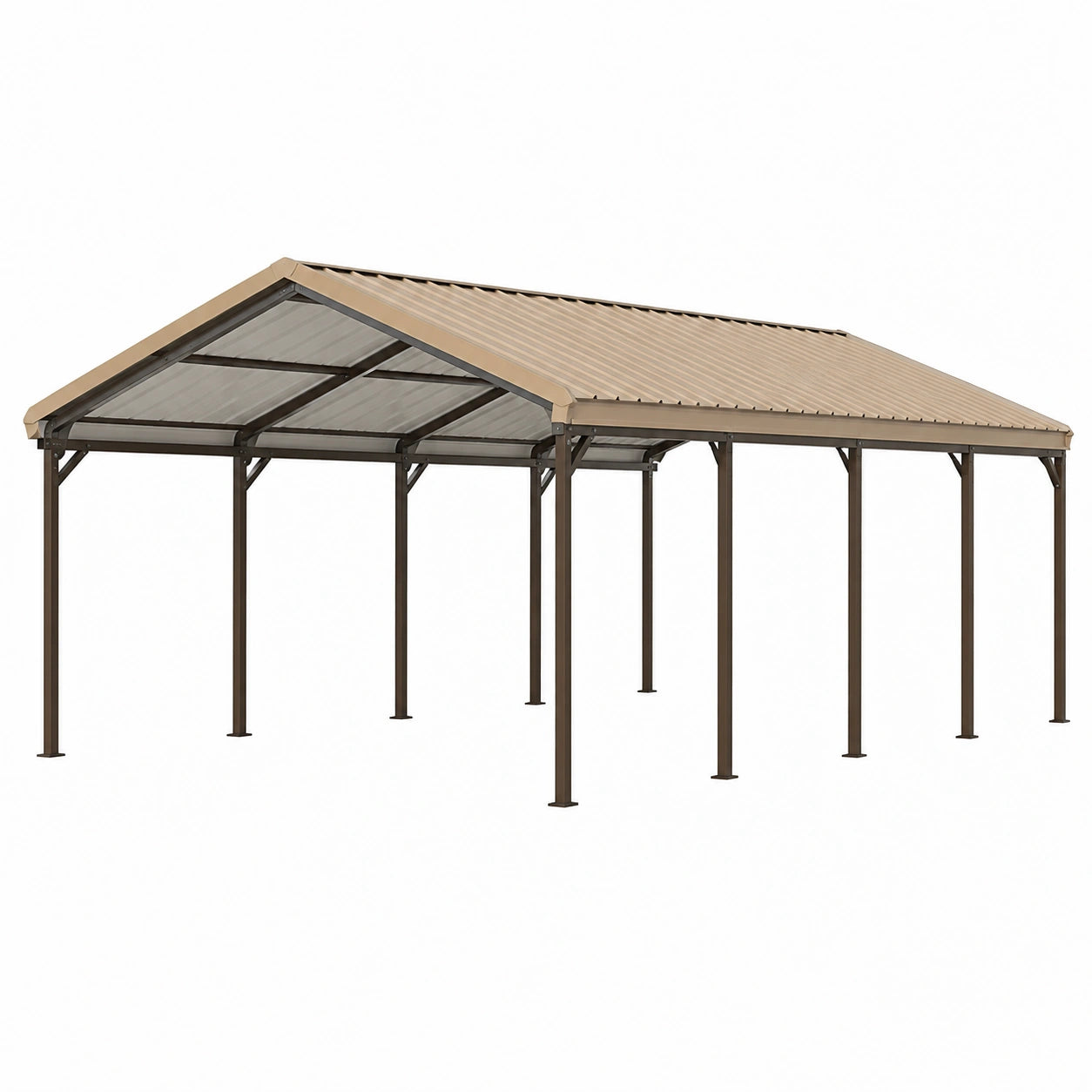 Abri voiture 600 x 300 x 270 cm en aluminium marron avec toit en polycarbonate résistant aux intempéries