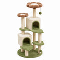 Arbre à chat 60 x 60 x 110 cm en sisal et peluche beige/vert avec niches et plateformes