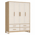 Armoire 160 x 60 x 200 cm en bois et cannage beige pour chambre style naturel