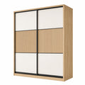 Armoire 180 x 60 x 200 cm en panneaux de bois chêne clair blanc à portes coulissantes style contemporain