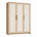 Armoire 150 x 60 x 200 cm effet chêne naturel panneaux tressés rangement style bohème