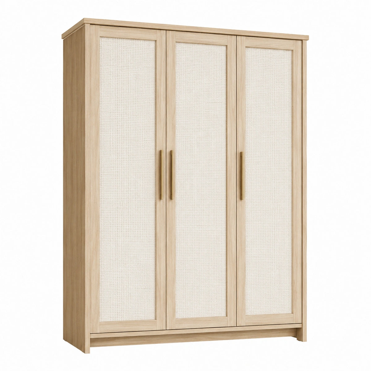 Armoire 150 x 60 x 200 cm effet chêne naturel panneaux tressés rangement style bohème