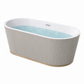 Baignoire îlot ovale 170 cm en acrylique blanc et doré à surface rainurée