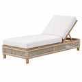 Chaise longue de jardin 200 x 75 cm en bois et corde beige dossier inclinable
