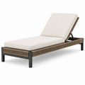 Chaise longue d'extérieur 200 x 70 cm en aluminium noir et corde tressée beige avec dossier réglable