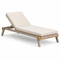 Chaise longue de jardin 200 x 70 cm en métal et bois beige réglable