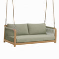 Balancelle de jardin 150 cm en bois vert avec cordes tressées style naturel