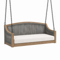 Balancelle de jardin suspendue 145 x 75 x 60 cm en bois et corde grise style contemporain