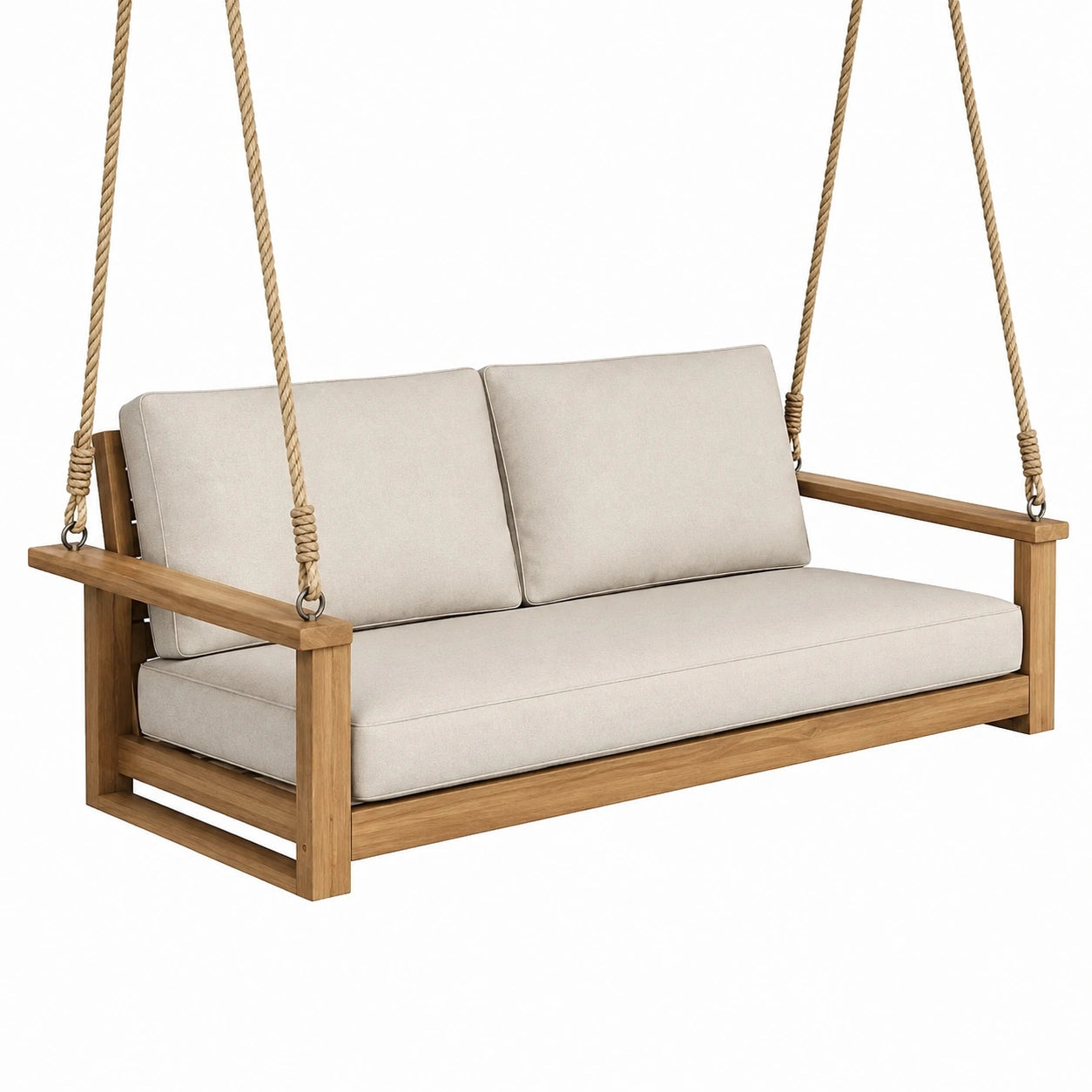 Balancelle de jardin 2 places 130 x 70 x 180 cm bois beige suspendue