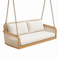 Balancelle de jardin 2 places 160 cm en bois et corde beige style bohème
