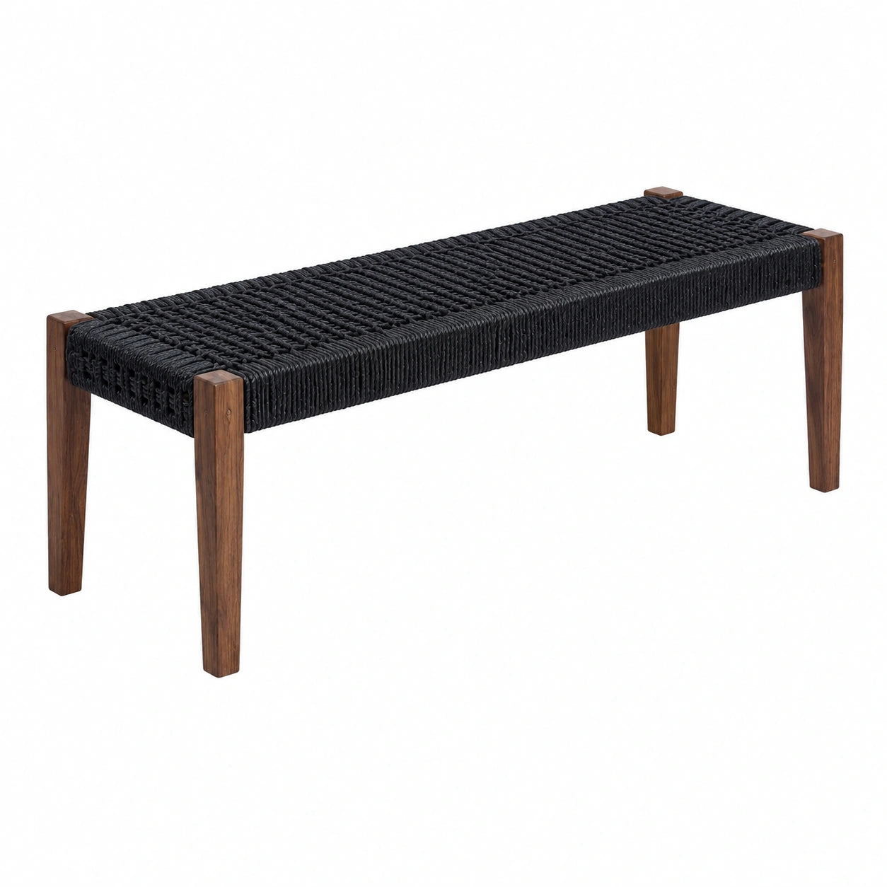 Banc 120 x 40 x 45 cm en bois et corde tressée noir/marron style naturel