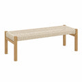Banc 120 cm en bois et corde tressée beige style naturel